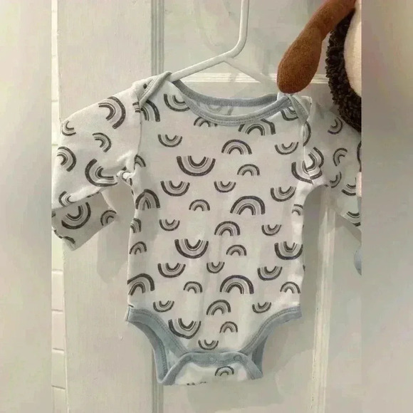 Two 3-6m Baby Boy Onesies and  a Manhattan Toy Company Hedgehog Stuffed Animal - Picture 5 of 10